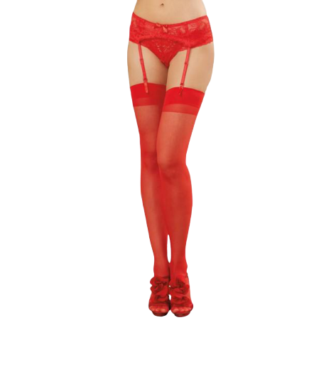 Red Sheer Thigh High Stockings - Get Fruity Co