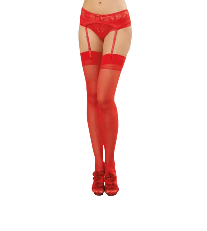Red Sheer Thigh High Stockings - Get Fruity Co