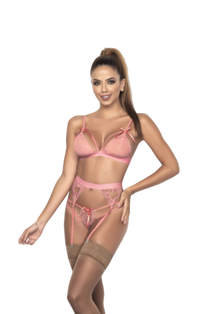 Pink Three Piece Garters Set - Get Fruity Co